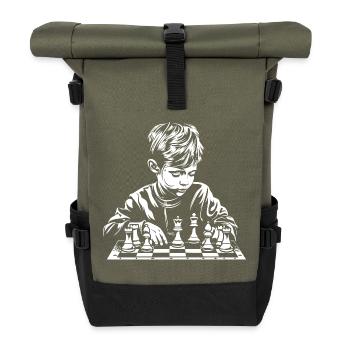 Schachjunge Skizze - Rolltop Rucksack - Olive/Schwarz - Vorne