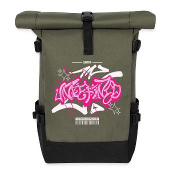 Graffiti urbain streetwear - Sac à dos roll top - olive/noir - Devant