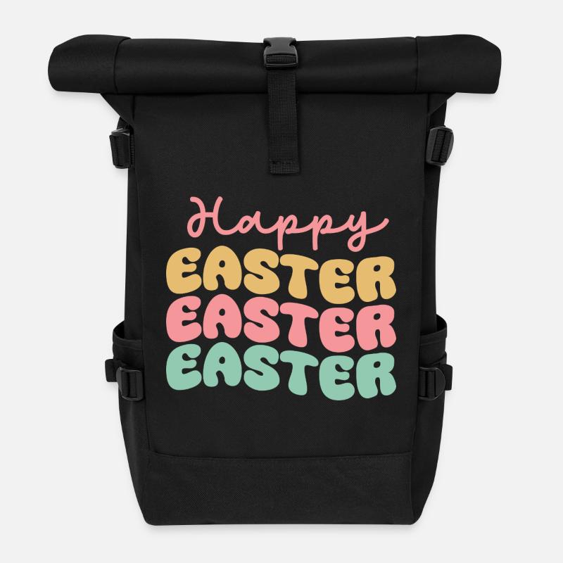 Happy Easter - Rolltop Rucksack - Schwarz