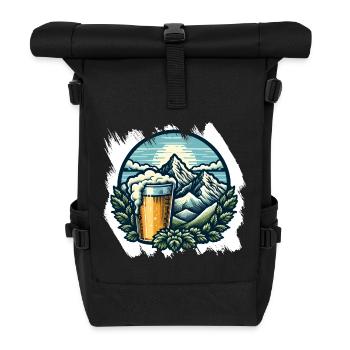 Mountaineering and beer enjoyment - Roll Top Backpack - black - Front