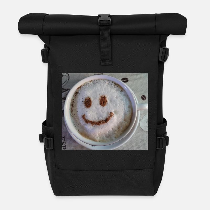 Smile Tasse - Rolltop Rucksack - Schwarz