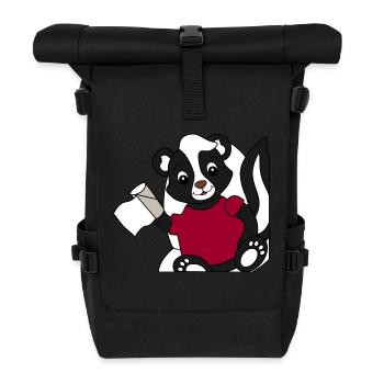 Skunk Pixie on toilet - Roll Top Backpack - black - Front