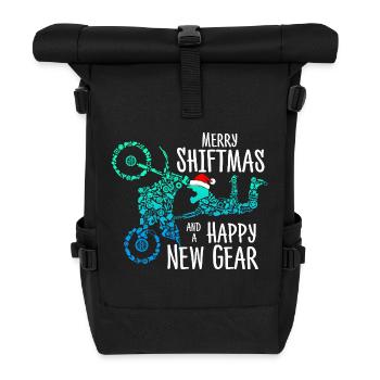 Merry Shiftmas Freestyle Motocross Stunt Xmas - Rolltop Rucksack - Schwarz - Vorne