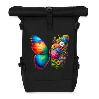 Bunter Schmetterling, von der Natur inspirierte Sommerstimmungen - Rolltop Rucksack - Schwarz - Vorne