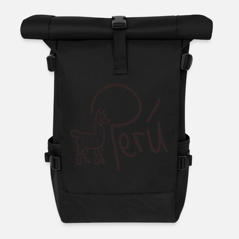 Peru handschrift mit tier - Rolltop Rucksack - Schwarz