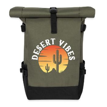Desert Vibes - Roll Top Backpack - olive/black - Front
