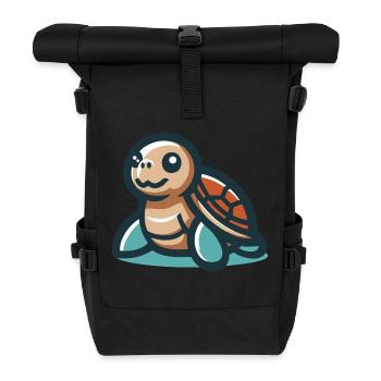 Lächelnde Schildkröte - Rolltop Rucksack - Schwarz - Vorne