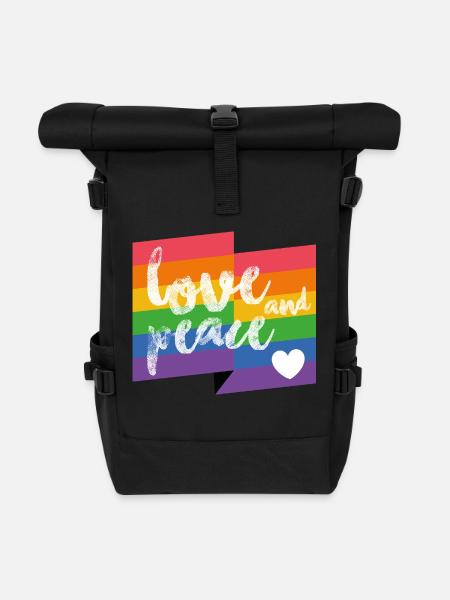 Love and Peace - Pride Month - Rolltop Rucksack - Schwarz