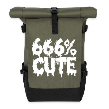 666% Cute! Satanistisches Goth Girl Design - Rolltop Rucksack - Olive/Schwarz - Vorne
