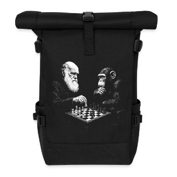 Charles Darwin spielt Schach mit Affe - Rolltop Rucksack - Schwarz - Vorne