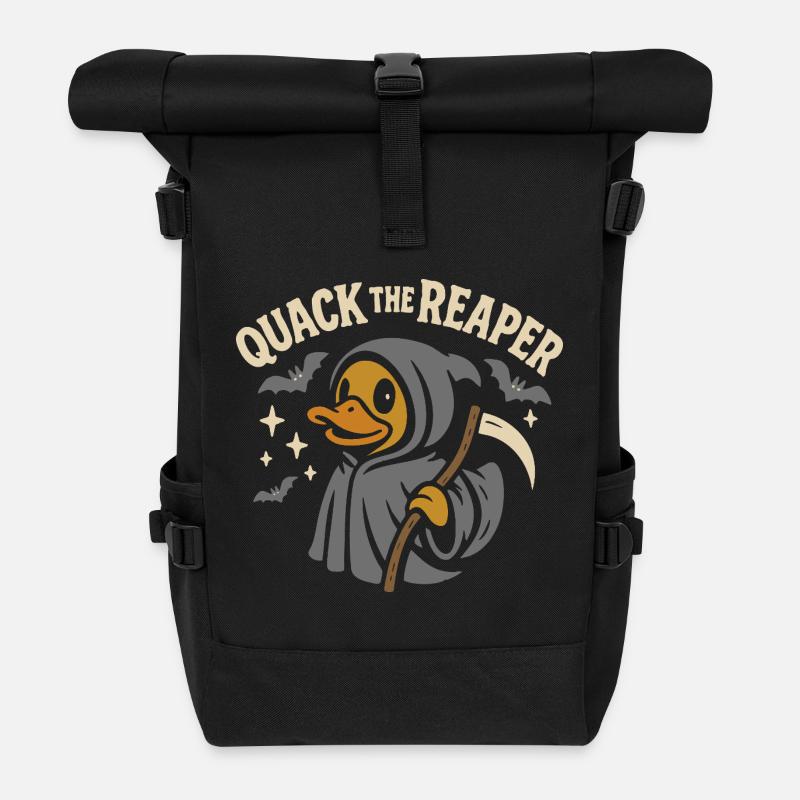 Sensenmann-Badeente mit lustigem Spruch Motiv - Rolltop Rucksack - Schwarz