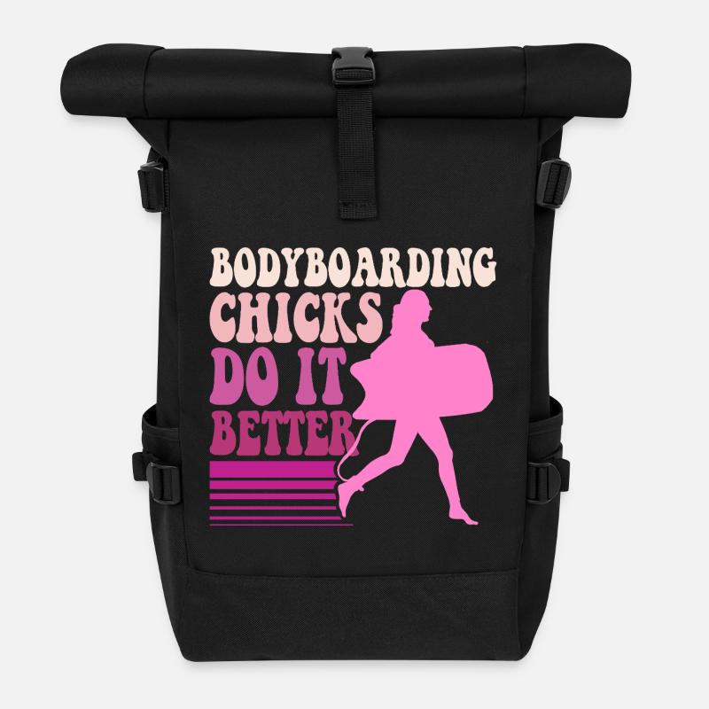 Bodyboarding Chicks Bodyboarder - Roll Top Backpack - black