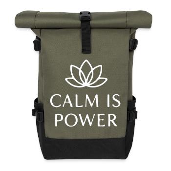 Calm Is Power Mindfulness T-Shirt - Roll Top Backpack - olive/black - Front