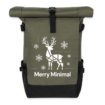 Geometric Deer Minimal Christmas Motif - Roll Top Backpack - olive/black - Front
