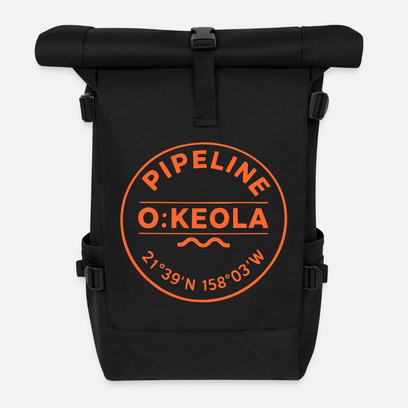 Pipeline-Emblem O:Keola - Rolltop Rucksack - Schwarz