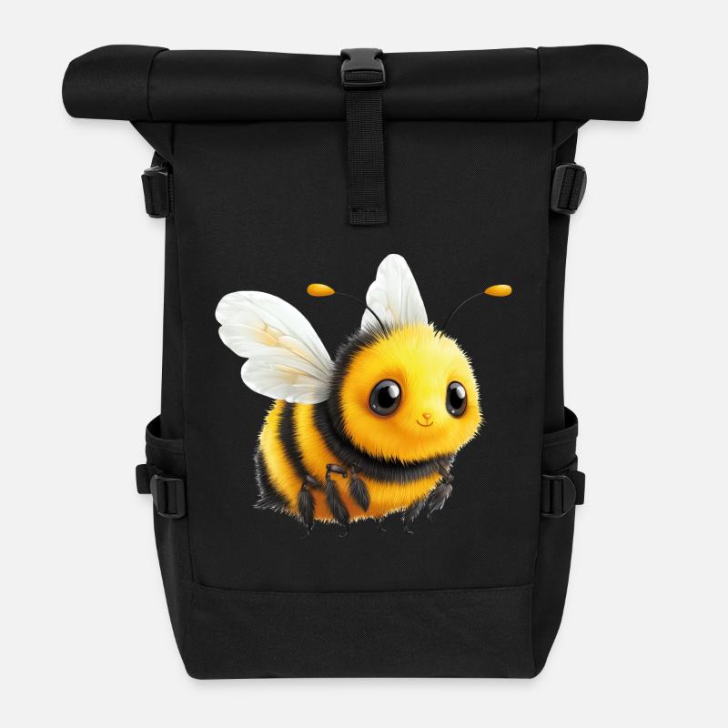 Bee - Roll Top Backpack - black