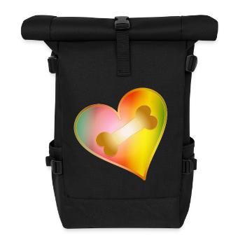 Cœur arc-en-ciel avec des os de chien - Sac à dos roll top - noir - Devant