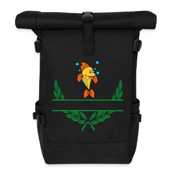 Fish Laurel Wreath with Namespace - Roll Top Backpack - black - Front