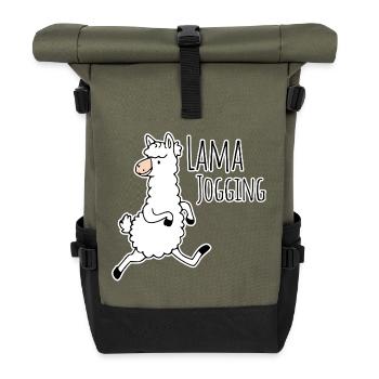 Jogging de lama - lama drôle qui fait du jogging, participez à la partie - Sac à dos roll top - olive/noir - Devant