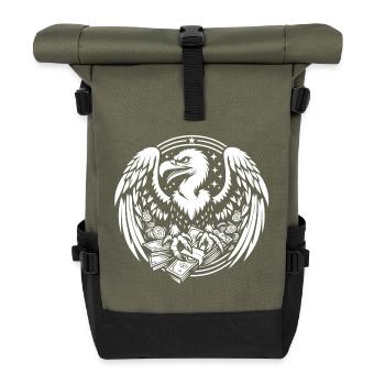 Geld_Geier_weiss - Roll Top Backpack - olive/black - Front