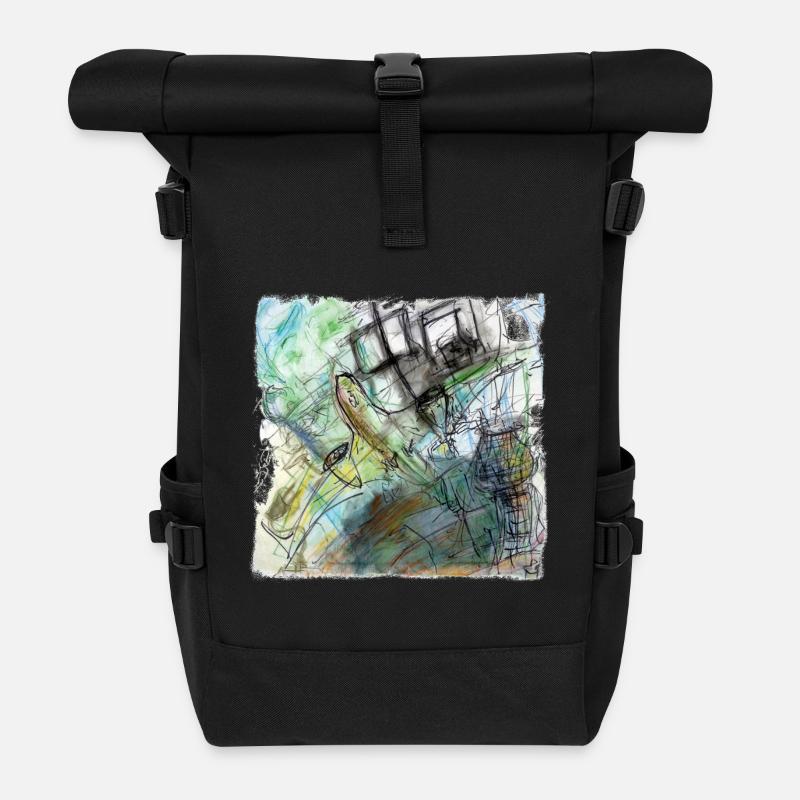 Airplane - Rolltop Rucksack - Schwarz
