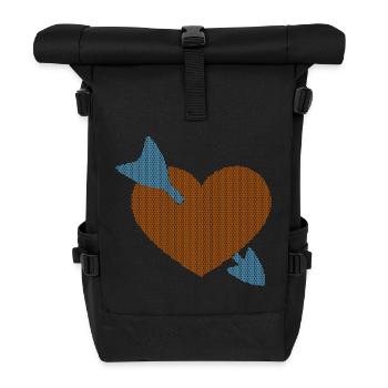 Herz mit Pfeil durchbohrt - Rolltop Rucksack - Schwarz - Vorne