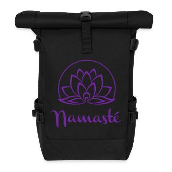 Purple Lotus Namaste Emblem - Roll Top Backpack - black - Front