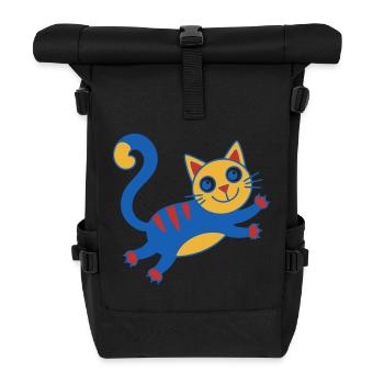 Colorful Cat Magic Leap - Roll Top Backpack - black - Front