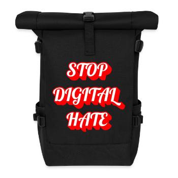 Stop Digital Hate – Statement gegen Cybermobbing & - Rolltop Rucksack - Schwarz - Vorne