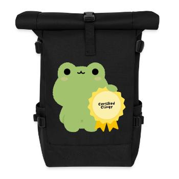 Certified Clingy Frog Badge - Roll Top Backpack - black - Front