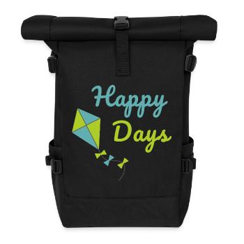 Happy Days Kite Cute Summer Vibes Design - Rolltop Rucksack - Schwarz - Vorne