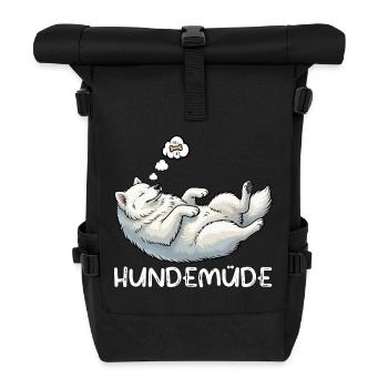 Dog Tired Samoyed Samoyed Owner Samoyed Dog - Roll Top Backpack - black - Front
