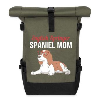 Springer Spaniel Hund - Rolltop Rucksack - Olive/Schwarz - Vorne