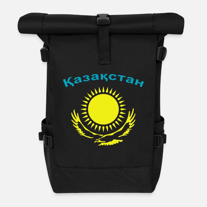 Kasachstan 2-farbig - Rolltop Rucksack - Schwarz