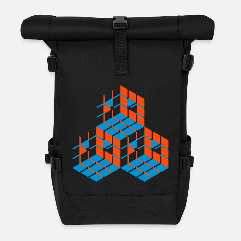 Cubes - Rolltop Rucksack - Schwarz