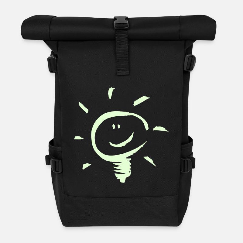 Happy Bulb / Fröhliche Glühbirne 1c - Rolltop Rucksack - Schwarz