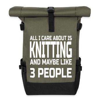 Care about knitting - Roll Top Backpack - olive/black - Front