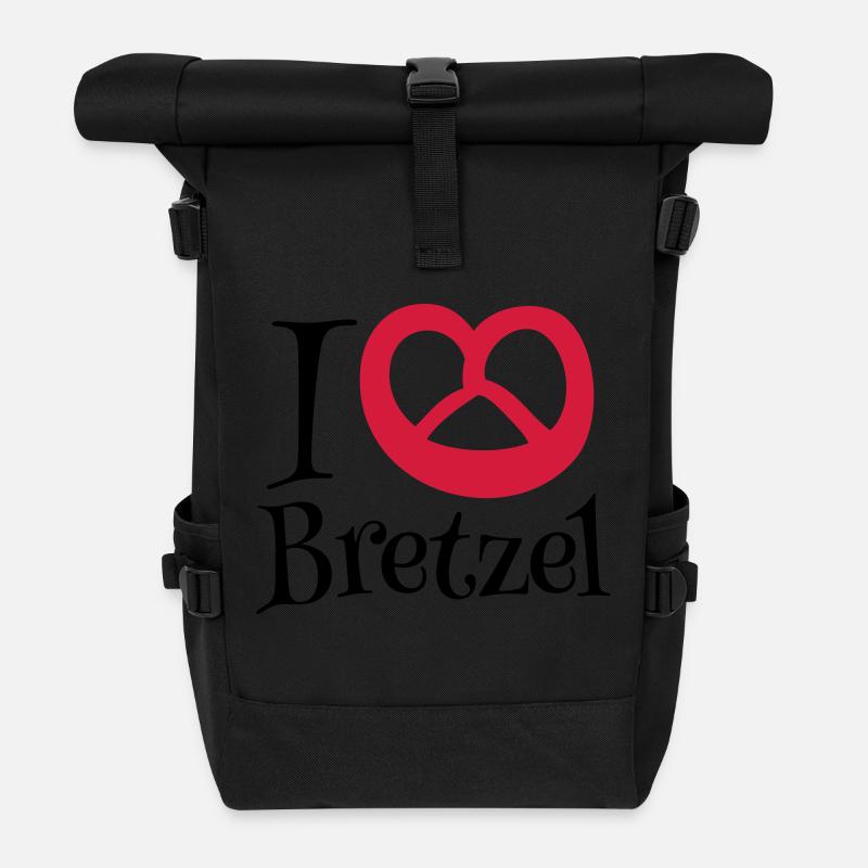 i love bretzel - Sac à dos roll top - noir