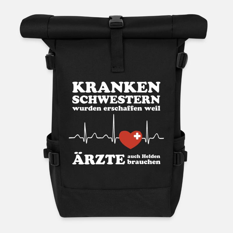 Krankenschwestern wurden erschaffen weil Ärzte - Rolltop Rucksack - Schwarz