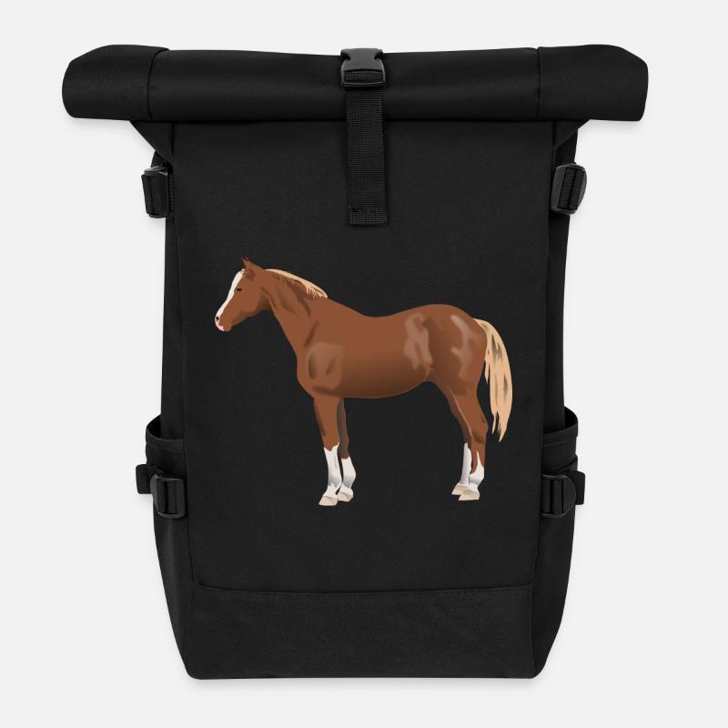 Pferd - Rolltop Rucksack - Schwarz