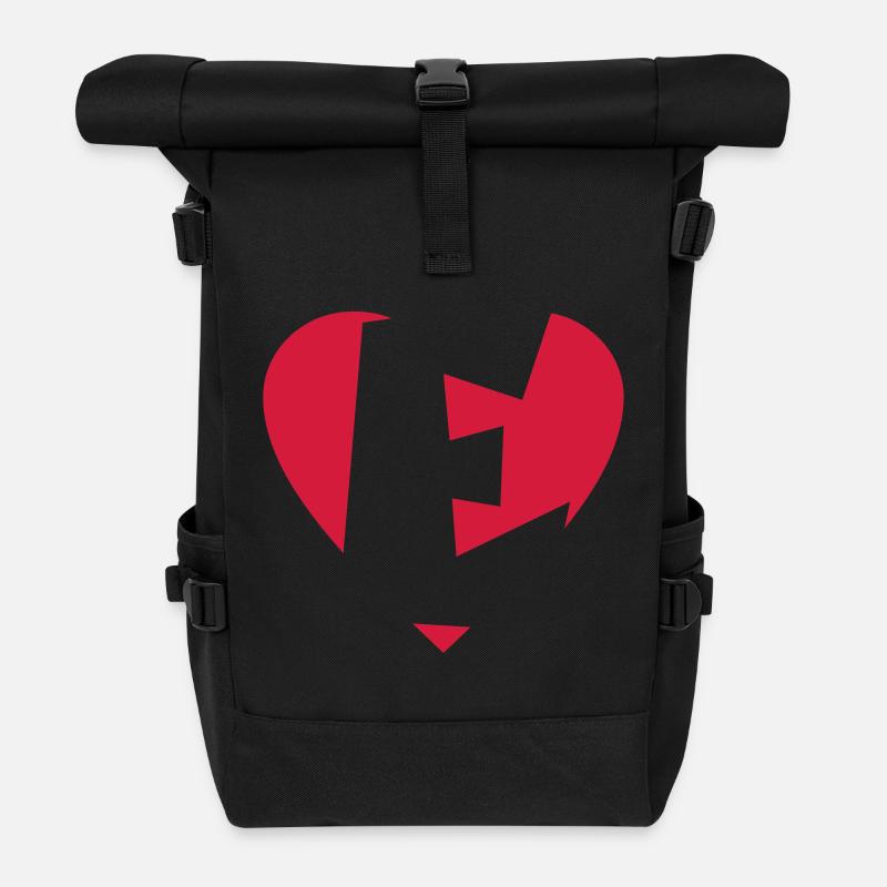I love E - Herz E - Buchstabe E - Rolltop Rucksack - Schwarz