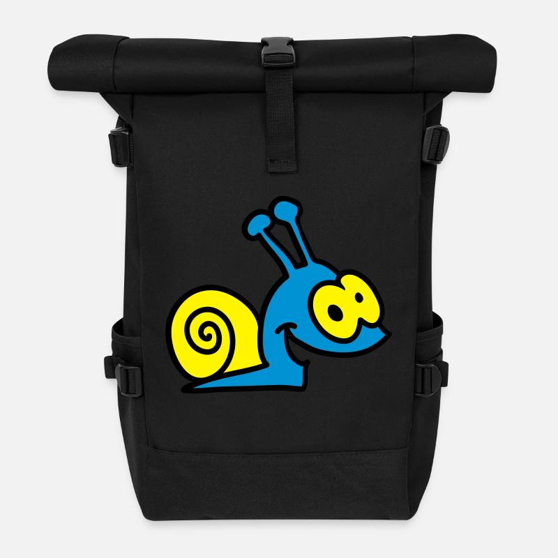 lustige Schnecke - 3 - Rolltop Rucksack - Schwarz