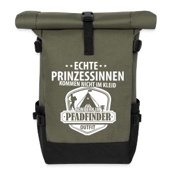 Pfadfinder Shirt-Prinzessin - Rolltop Rucksack - Olive/Schwarz - Vorne