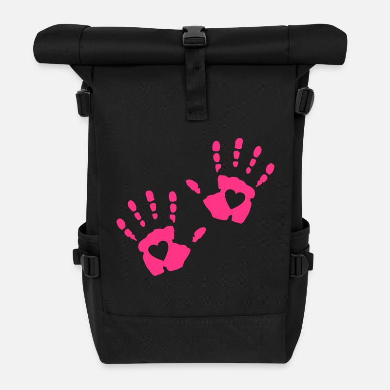 main coeur - Sac à dos roll top - noir