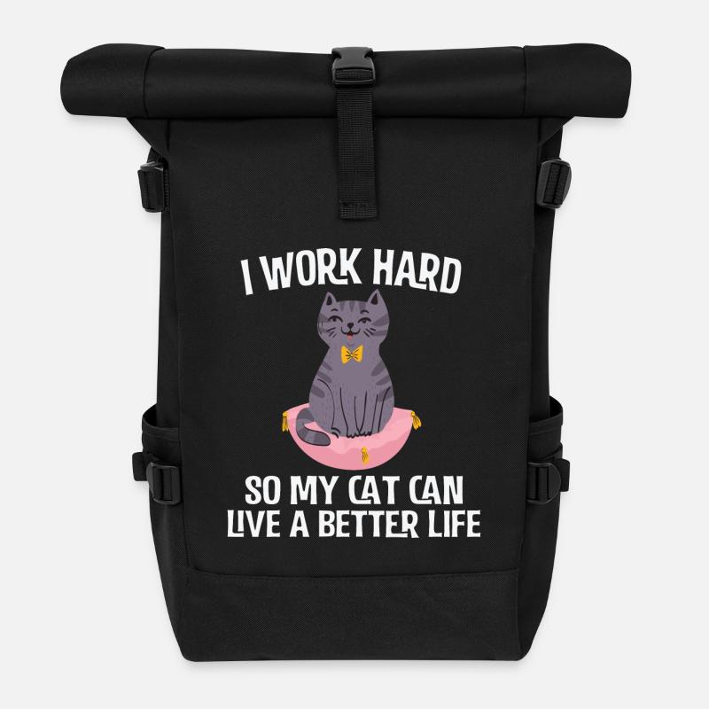 Lustige Katze - Rolltop Rucksack - Schwarz