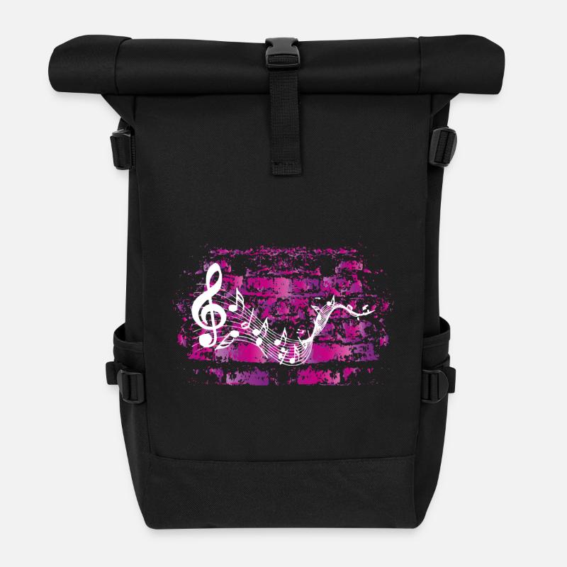 Musique musicien note cadeau de grunge de clef - Sac à dos roll top - noir