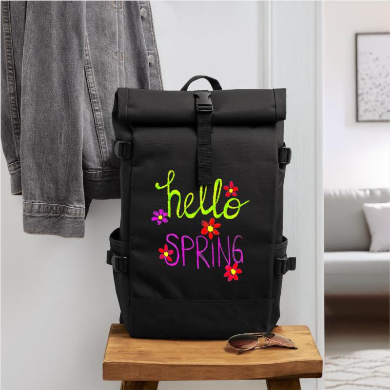 Hello Spring Springtime I love Spring Spring Roll Top Backpack