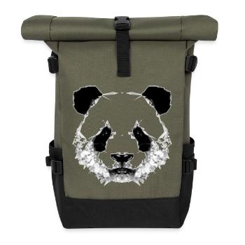 Panda Kopf - Rolltop Rucksack - Olive/Schwarz - Vorne