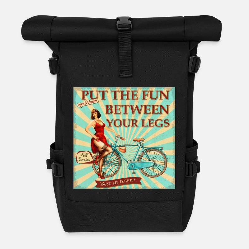 Bicycle - Put the fun between your legs - Roll Top Backpack - black