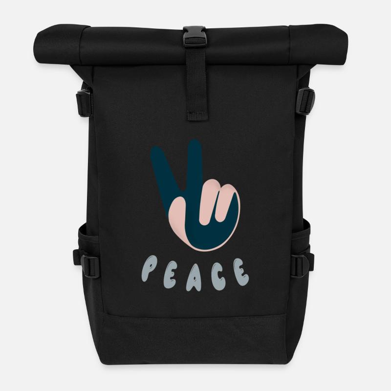 peace - Rolltop Rucksack - Schwarz